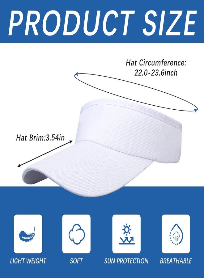 DASSNANE 4 PCS White Visors,Adjustable Empty Top Hat,Golf Cap Sport Sun Visor Hats, Athletic Visor Caps for Women and Men Summer Outdoor Anti Ultraviolet for Beach Tennis Baseball - Image 2